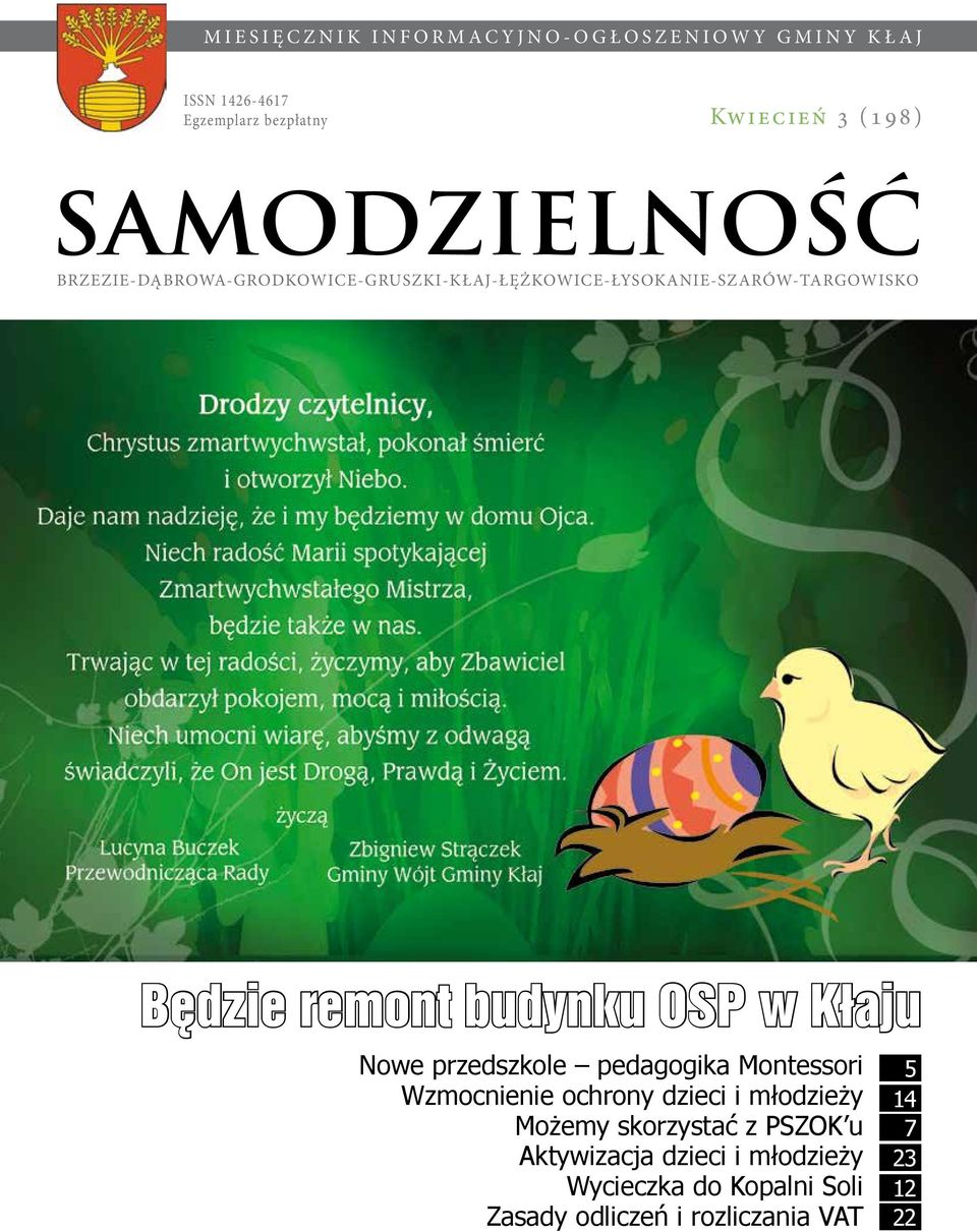 budynku OSP w Kłaju Nowe przedszkole pedagogika Montessori Wzmocnienie ochrony dzieci i młodzieży Możemy