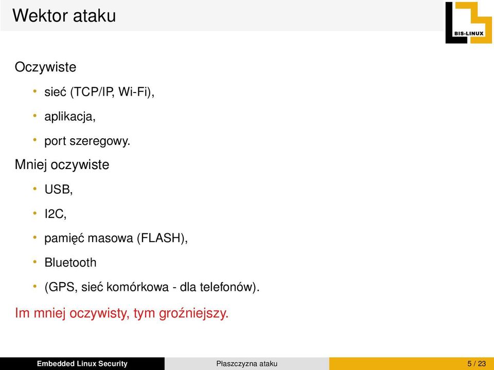 Mniej oczywiste USB, I2C, pamięć masowa (FLASH), Bluetooth