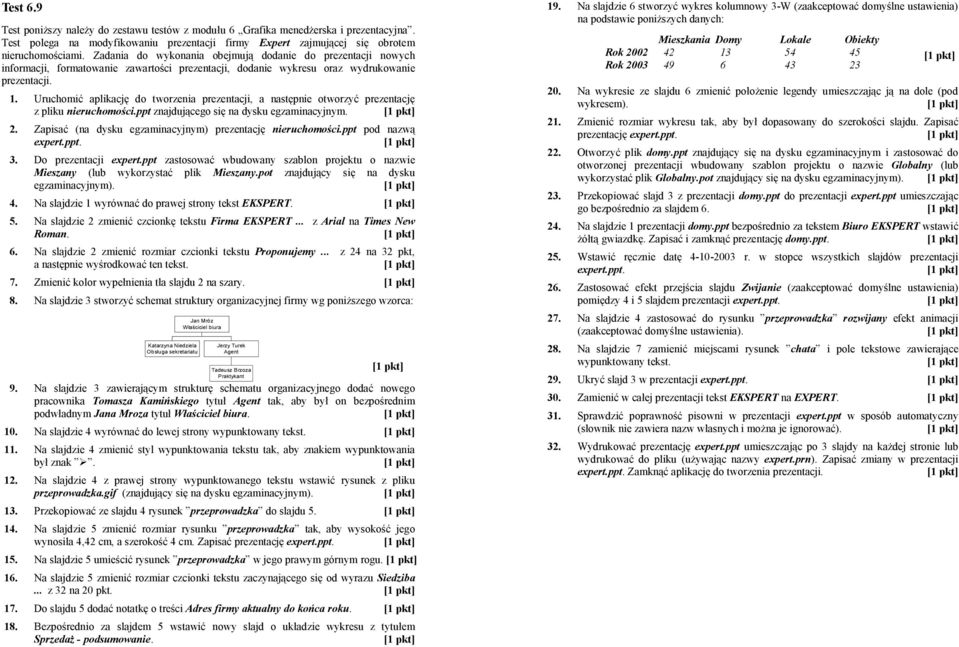 ppt znajdującego się na dysku egzaminacyjnym. 2. Zapisać (na dysku egzaminacyjnym) prezentację nieruchomości.ppt pod nazwą expert.ppt. 3. Do prezentacji expert.