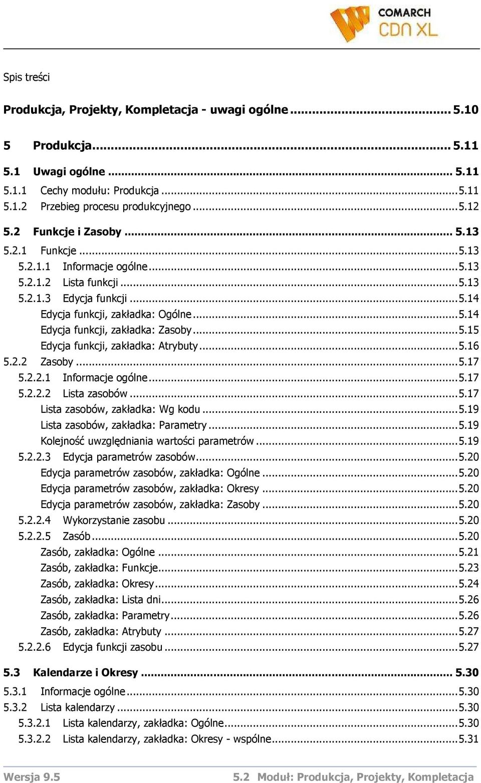 ..5.15 Edycja funkcji, zakładka: Atrybuty...5.16 5.2.2 Zasoby...5.17 5.2.2.1 Informacje ogólne...5.17 5.2.2.2 Lista zasobów...5.17 Lista zasobów, zakładka: Wg kodu...5.19 Lista zasobów, zakładka: Parametry.