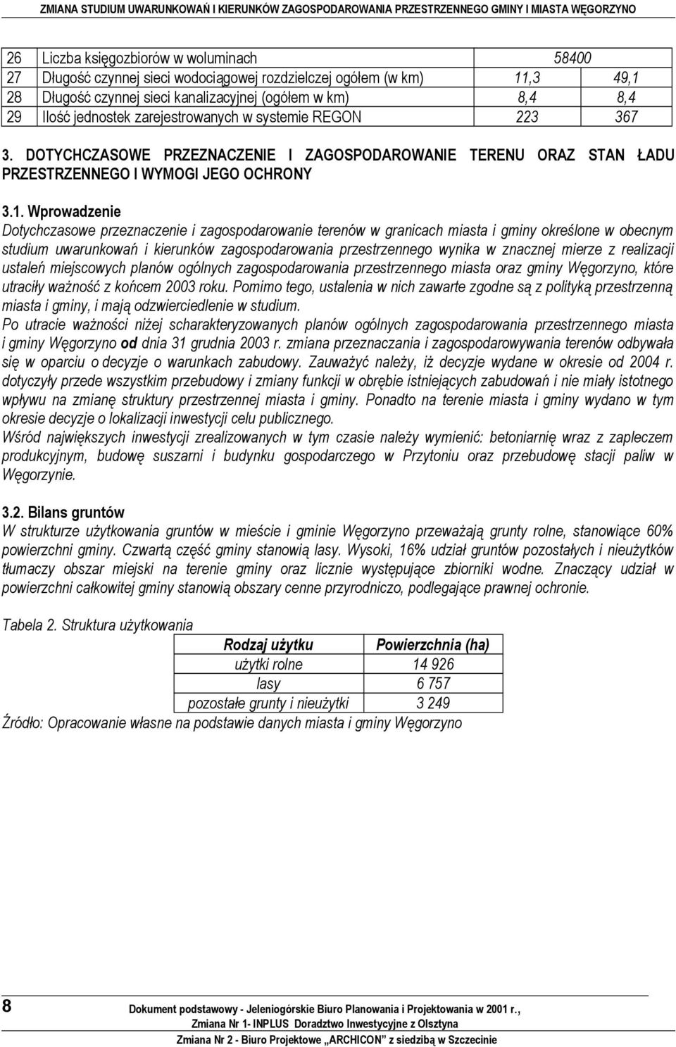 Wprwadzenie Dtychczaswe przeznaczenie i zagspdarwanie terenów w granicach miasta i gminy kreślne w becnym studium uwarunkwań i kierunków zagspdarwania przestrzenneg wynika w znacznej mierze z