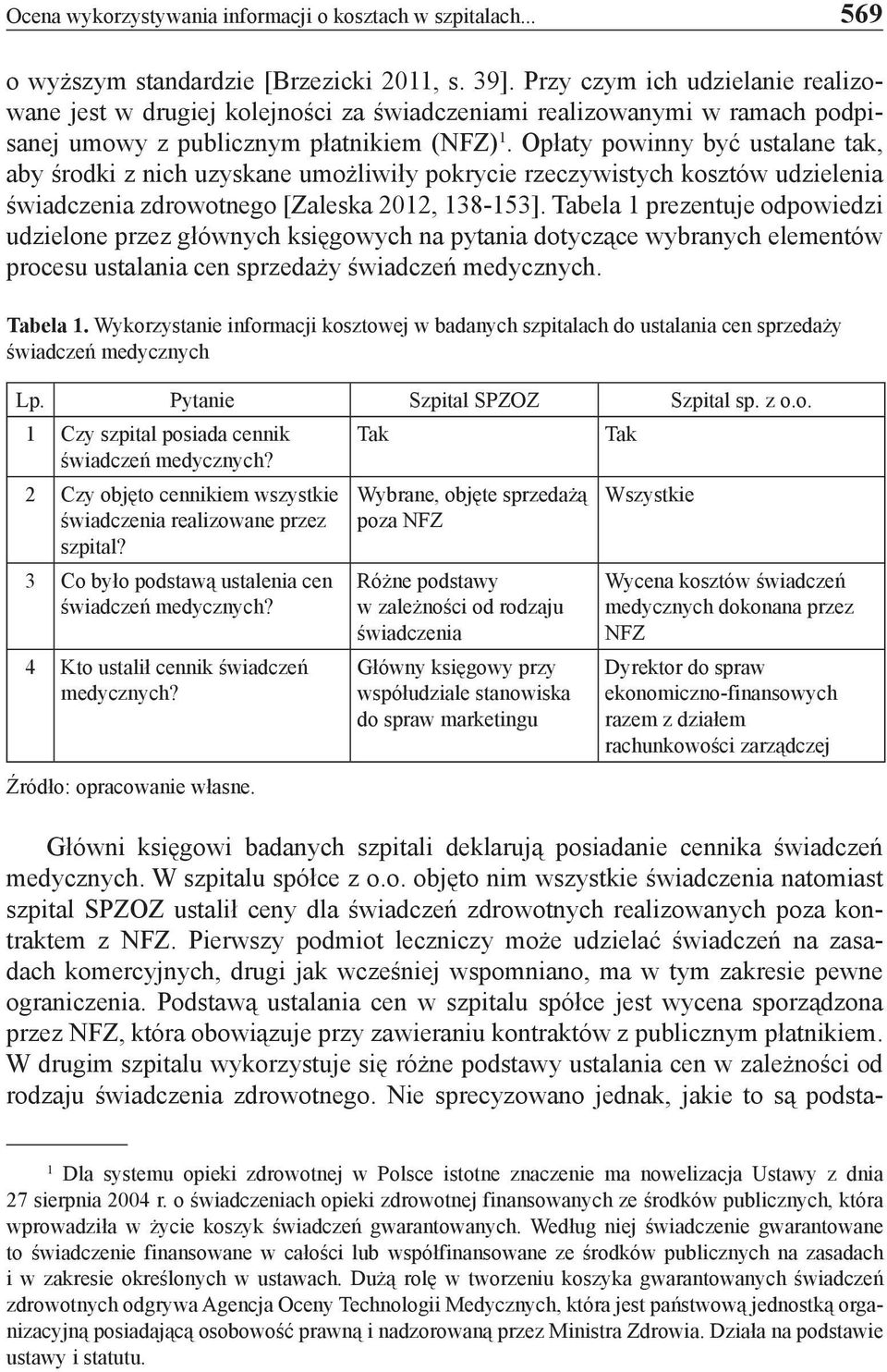 Opłaty powinny być ustalane tak, aby środki z nich uzyskane umożliwiły pokrycie rzeczywistych kosztów udzielenia świadczenia zdrowotnego [Zaleska 2012, 138-153].