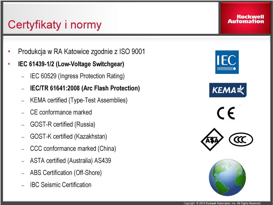 (Type-Test Assemblies) CE conformance marked GOST-R certified (Russia) GOST-K certified (Kazakhstan)