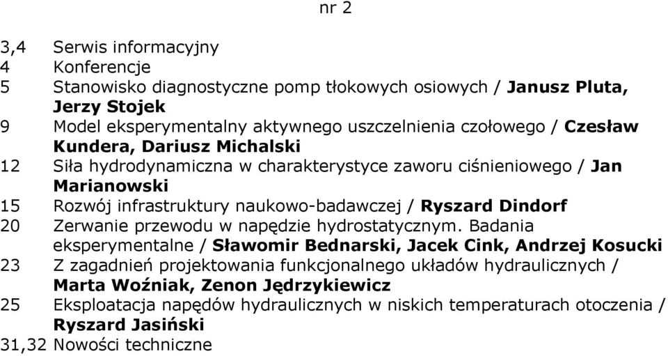 Ryszard Dindorf 20 Zerwanie przewodu w napędzie hydrostatycznym.