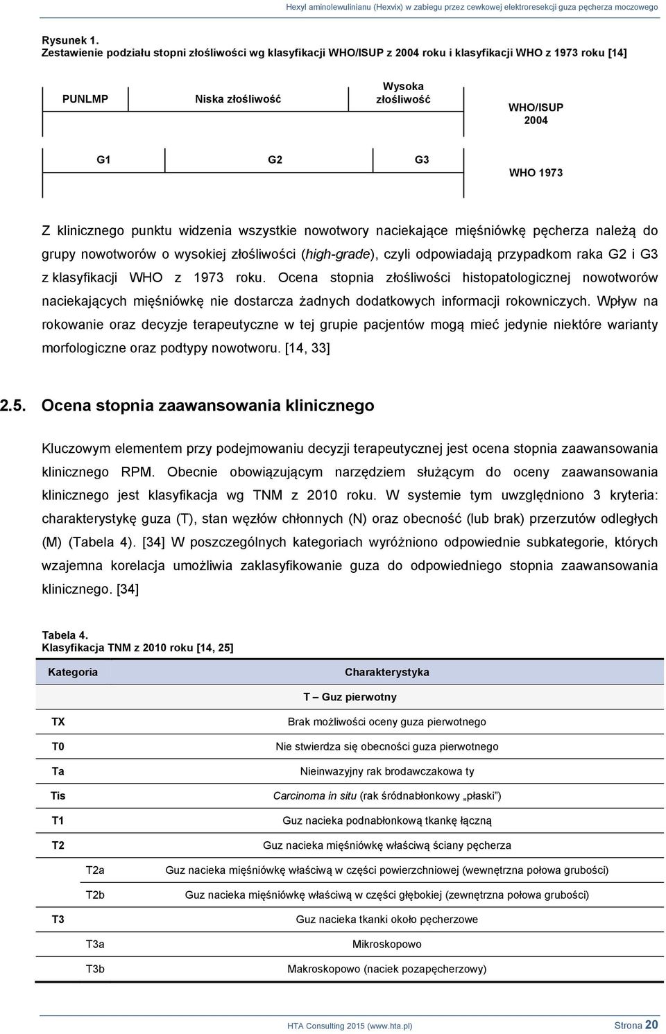 klinicznego punktu widzenia wszystkie nowotwory naciekające mięśniówkę pęcherza należą do grupy nowotworów o wysokiej złośliwości (high-grade), czyli odpowiadają przypadkom raka G2 i G3 z