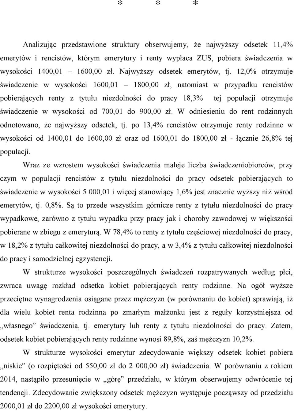 12,0% otrzymuje świadczenie w wysokości 1600,01 1800,00 zł, natomiast w przypadku rencistów pobierających renty z tytułu niezdolności do pracy 18,3% tej populacji otrzymuje świadczenie w wysokości od