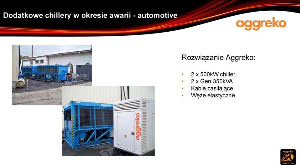 Aggreko: 2 x 500kW chiller, 2 x