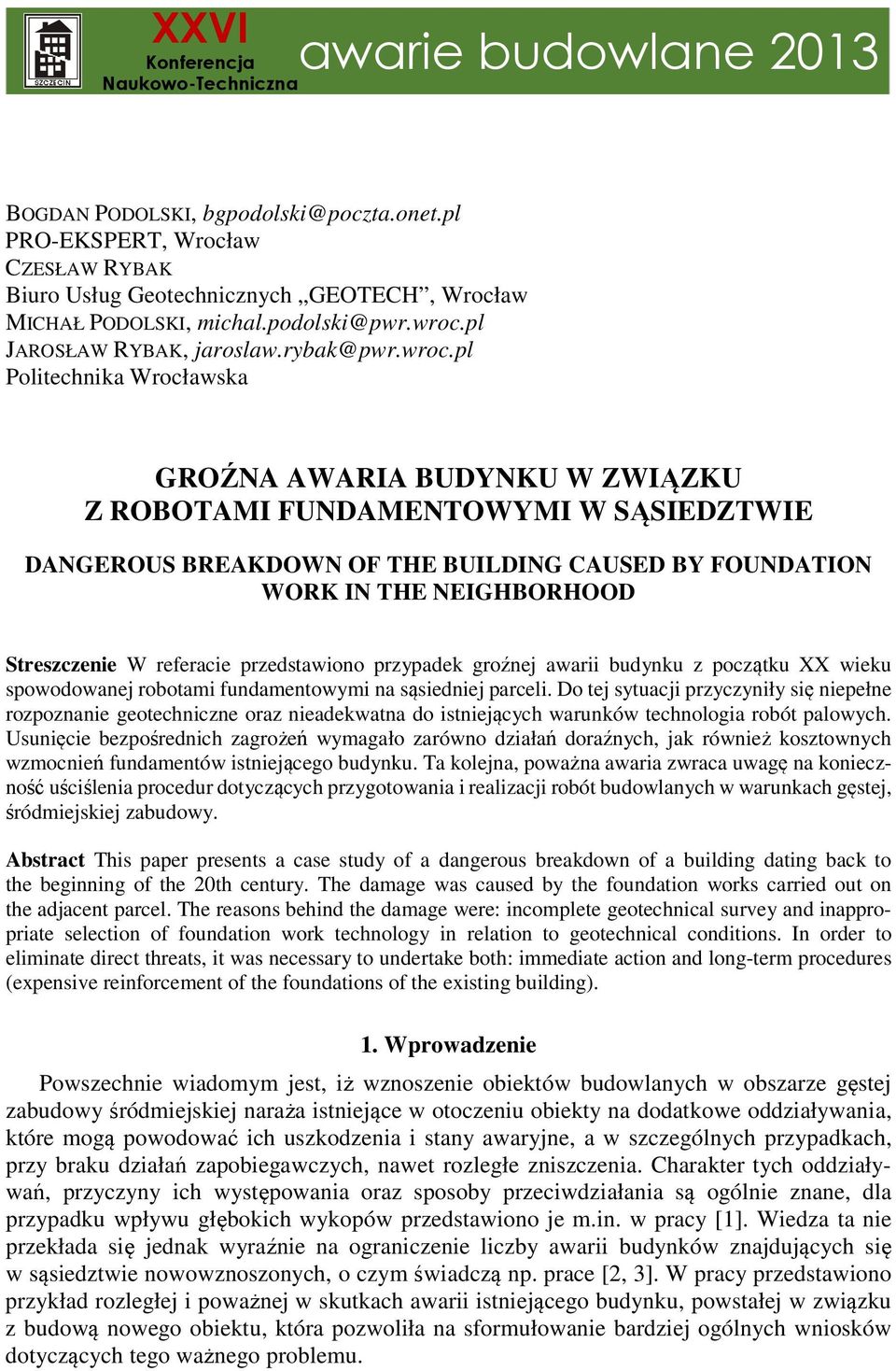 pl JAROSŁAW RYBAK, jaroslaw.rybak@pwr.wroc.