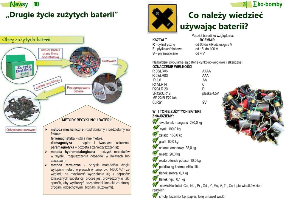 Najbardziej popularne są baterie cynkowo-węglowe i alkaliczne: OZNACZENIE WIELKOŚCI R 06/LR06 AAAA R 03/LR03 AAA R /L6 AA R14/LR14 C R20/LR 20 D 3R12/3LR12 płaska 4,5V 6F 22/6LF22 lub 6LR61 9V METODY