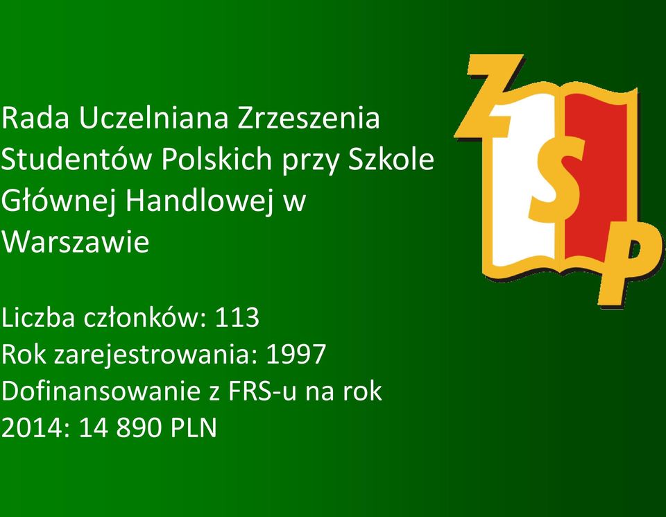 Liczba członków: 113 Rok zarejestrowania: