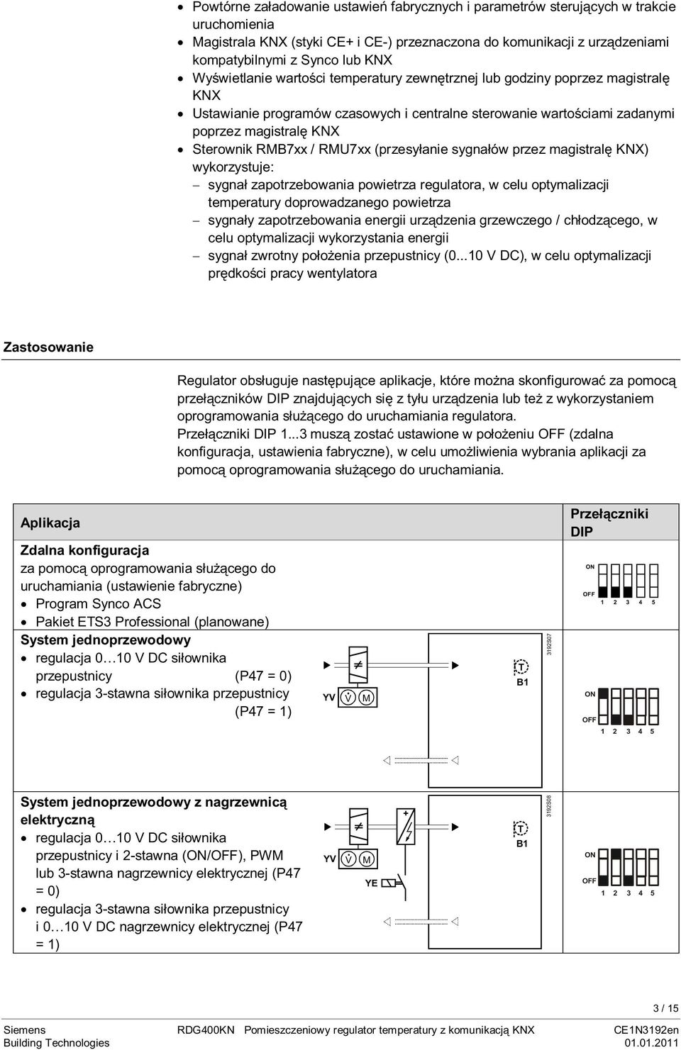 RMU7xx (przesyłanie sygnałów przez magistralę KNX) wykorzystuje: sygnał zapotrzebowania powietrza regulatora, w celu optymalizacji temperatury doprowadzanego powietrza sygnały zapotrzebowania energii