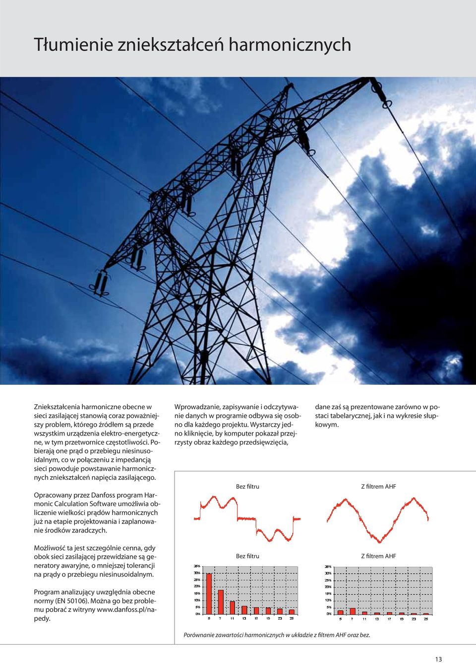 Opracowany przez Danfoss program Harmonic Calculation Software umożliwia obliczenie wielkości prądów harmonicznych już na etapie projektowania i zaplanowanie środków zaradczych.