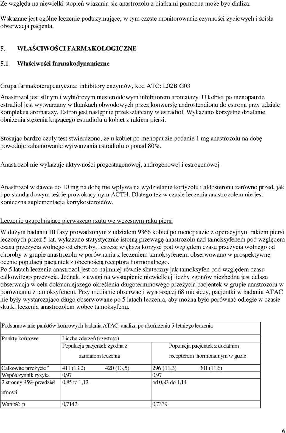 1 Właściwości farmakodynamiczne Grupa farmakoterapeutyczna: inhibitory enzymów, kod ATC: L02B G03 Anastrozol jest silnym i wybiórczym niesteroidowym inhibitorem aromatazy.