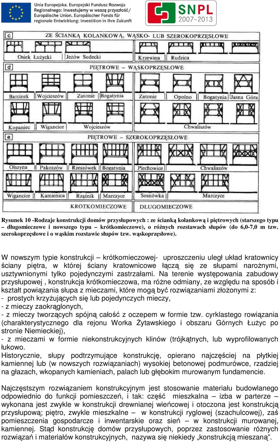 W nowszym typie konstrukcji krótkomieczowej- uproszczeniu uległ układ kratownicy ściany piętra, w której ściany kratownicowe łączą się ze słupami narożnymi, usztywnionymi tylko pojedynczymi