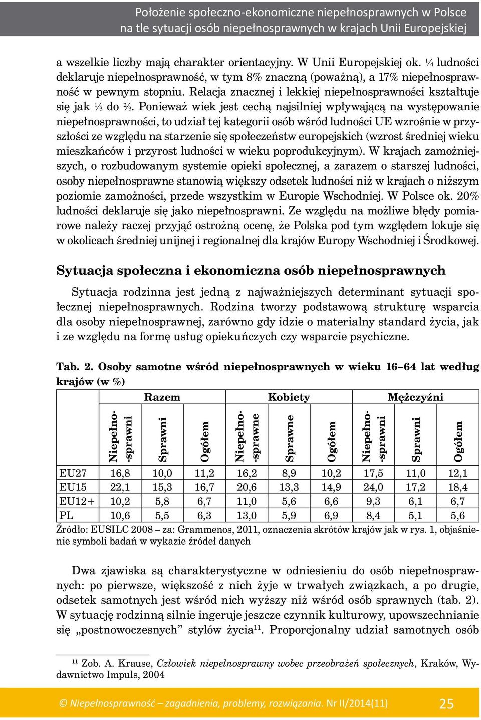 Ponieważ wiek jest cechą najsilniej wpływającą na występowanie niepełnosprawności, to udział tej kategorii osób wśród ludności UE wzrośnie w przyszłości ze względu na starzenie się społeczeństw