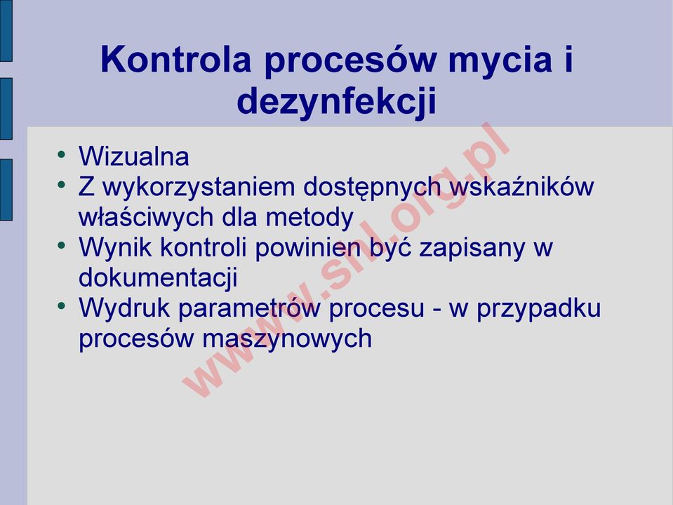 metody Wynik kontroli powinien być zapisany w