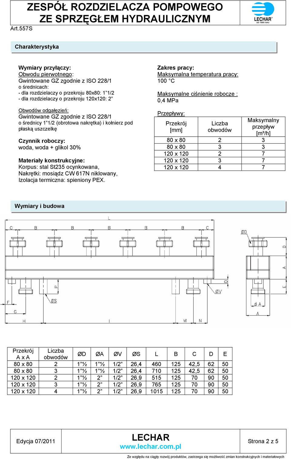 ocynkowana, Nakrętki: mosiądz CW 617N niklowany, Izolacja termiczna: spieniony PEX.