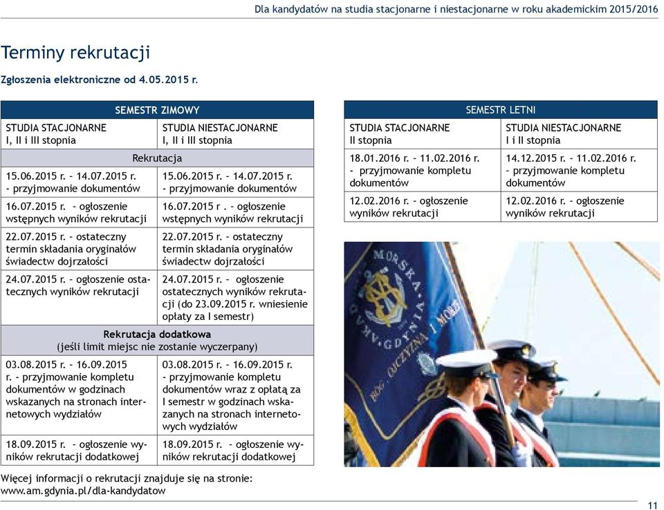 06.2015 r. 14.07.2015 r. - przyjmowanie dokumentów 16.07.2015 r. ogłoszenie wstępnych wyników rekrutacji 22.07.2015 r. ostateczny termin składania oryginałów świadectw dojrzałości 24.07.2015 r. ogłoszenie ostatecznych wyników rekrutacji (do 23.