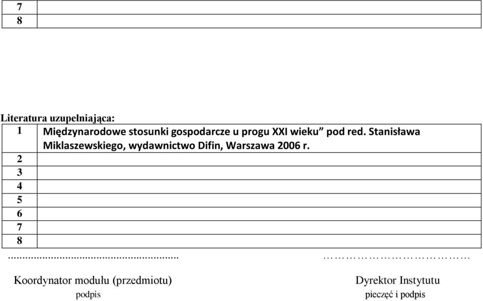 Stanisława Miklaszewskiego, wydawnictwo Difin, Warszawa 2006 r.