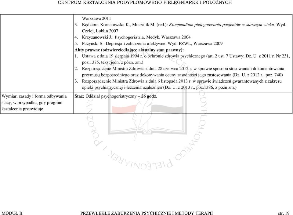 2 ust. 7 Ustawy; Dz. U. z 2011 r. Nr 231, poz.1375, tekst jedn. z późn. zm.) 2. Rozporządzenie Ministra Zdrowia z dnia 28 czerwca 2012 r.