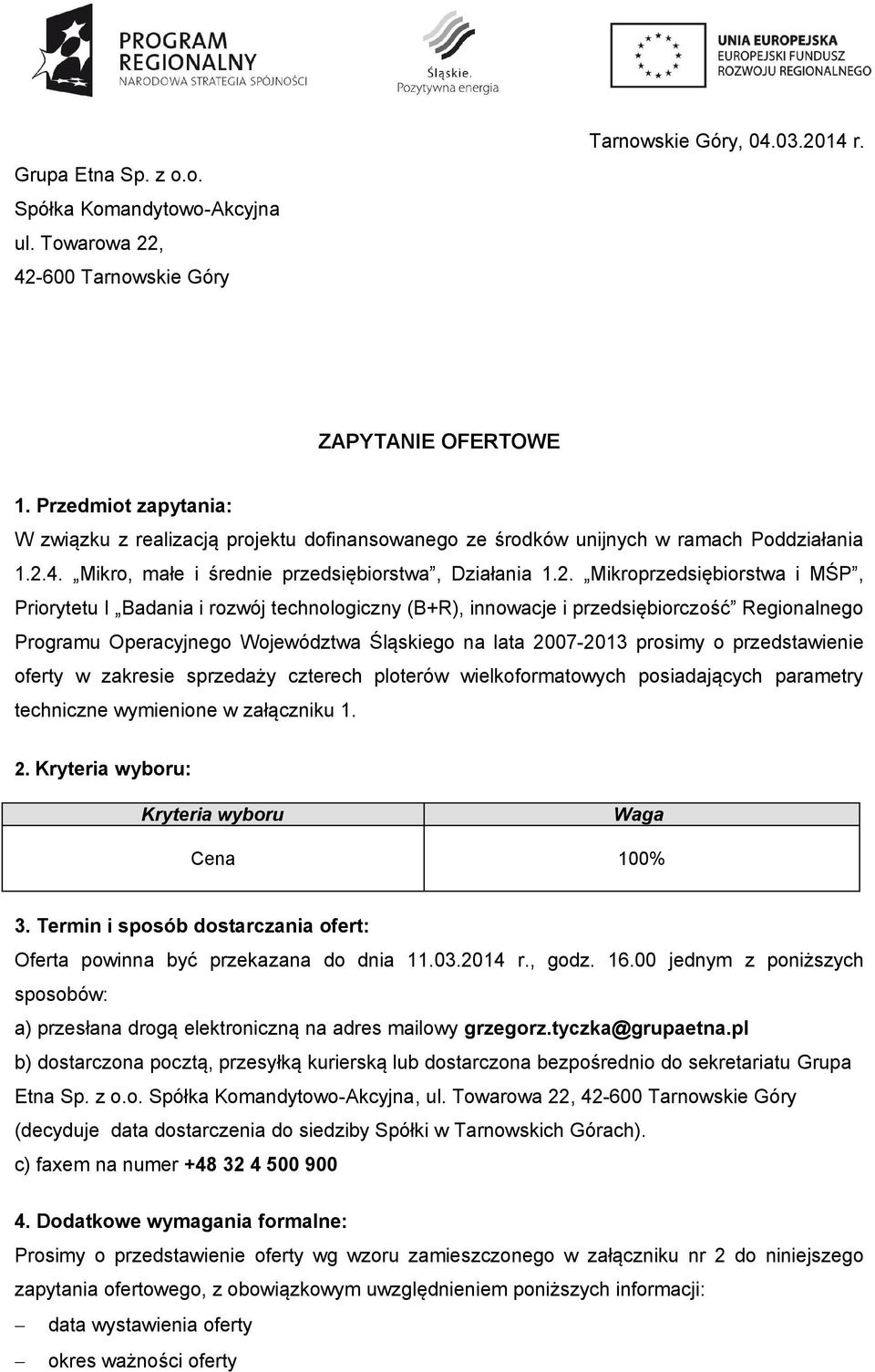 4. Mikro, małe i średnie przedsiębiorstwa, Działania 1.2.