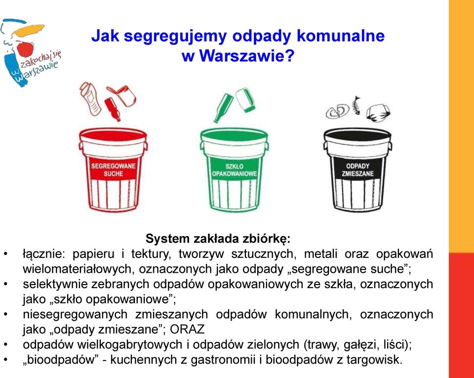 odpady segregowane suche ; selektywnie zebranych odpadów opakowaniowych ze szkła, oznaczonych jako szkło opakowaniowe ;