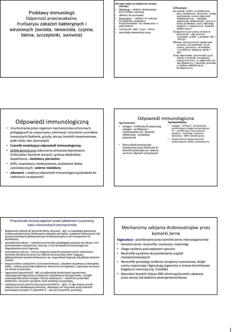 Wirulencja - zdolność drobnoustroju do wywołania zakażenia zdolność do przyleganie Inwazyjność - zdolność do wnikania do organizmu gospodarza, rozprzestrzenianie się i namnażanie w jego tkankach