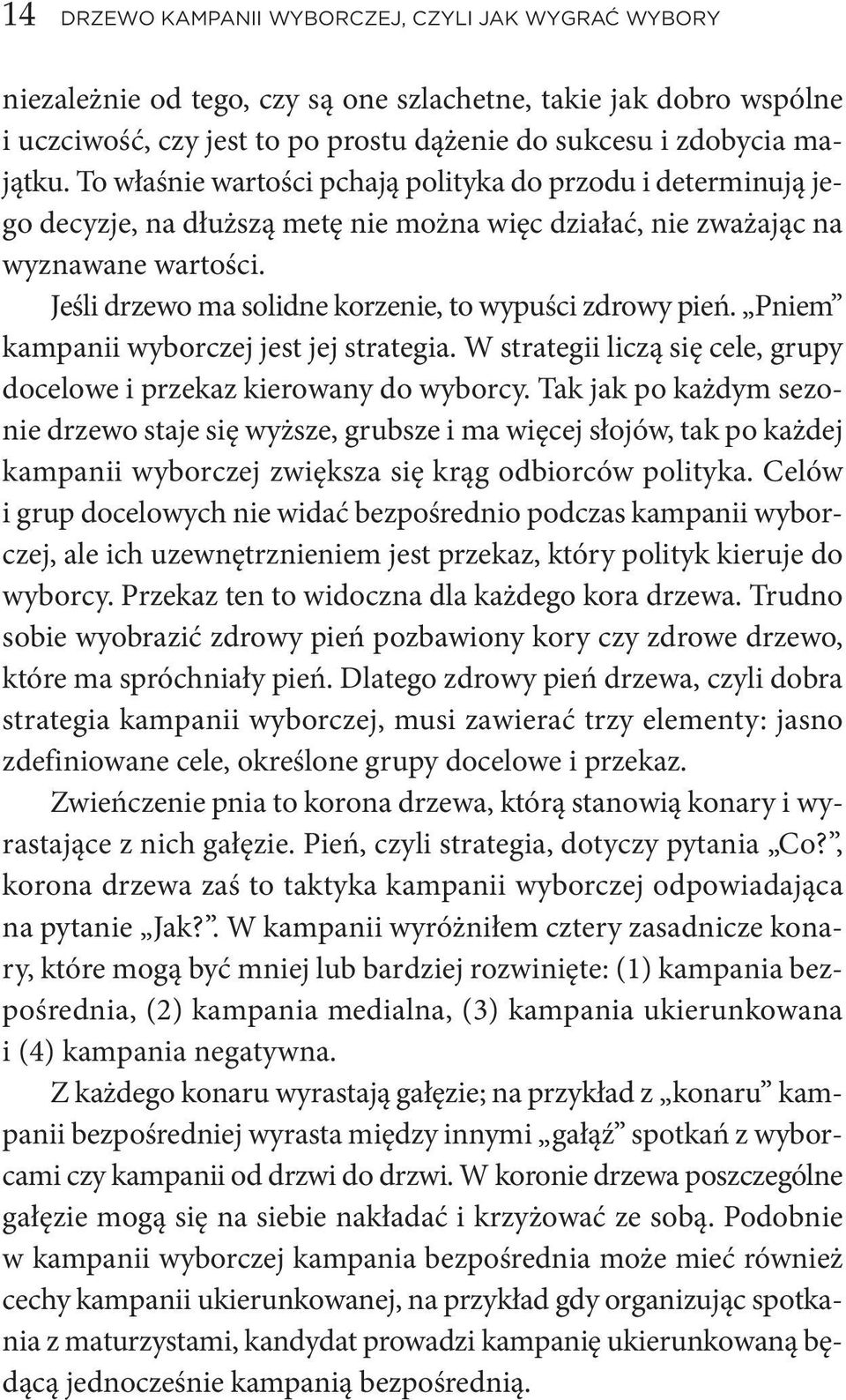 Jeśli drzewo ma solidne korzenie, to wypuści zdrowy pień. Pniem kampanii wyborczej jest jej strategia. W strategii liczą się cele, grupy docelowe i przekaz kierowany do wyborcy.