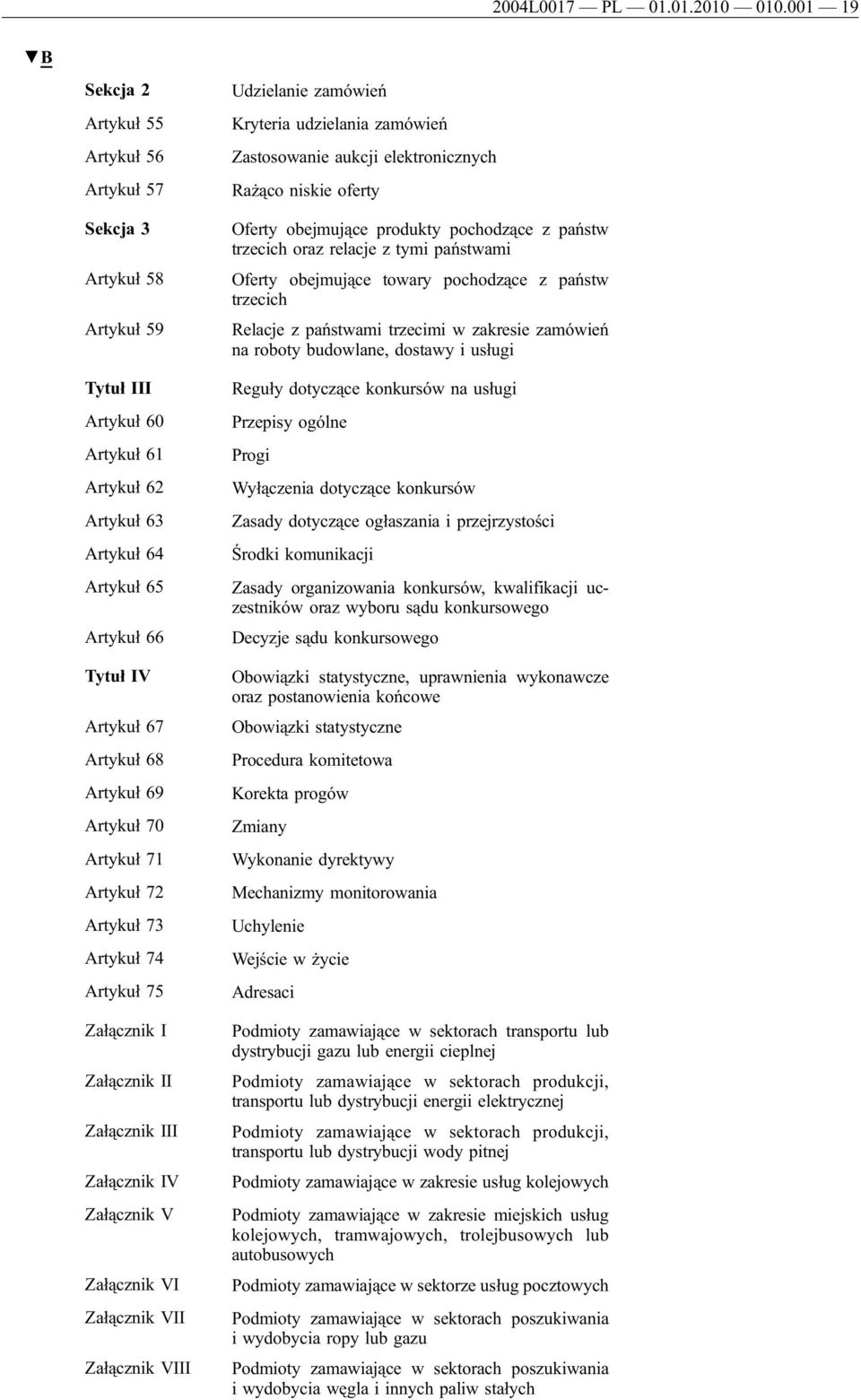 Artykuł 69 Artykuł 70 Artykuł 71 Artykuł 72 Artykuł 73 Artykuł 74 Artykuł 75 Załącznik I Załącznik II Załącznik III Załącznik IV Załącznik V Załącznik VI Załącznik VII Załącznik VIII Udzielanie