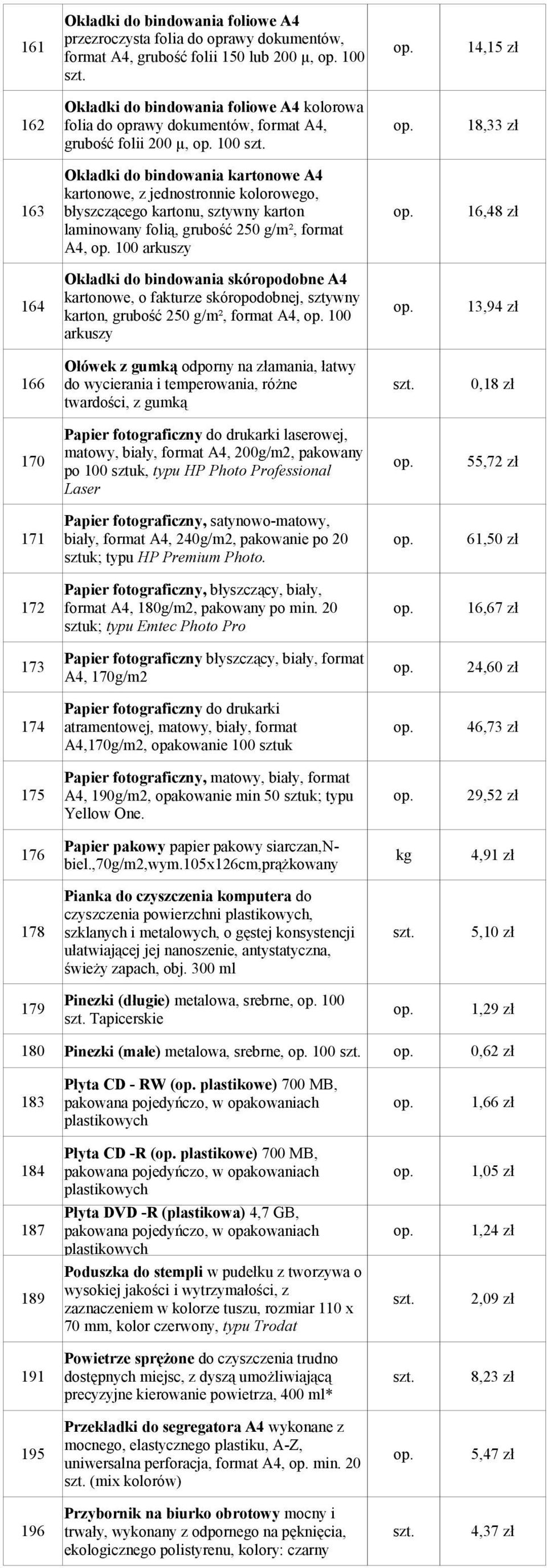 100 Okładki do bindowania kartonowe A4 kartonowe, z jednostronnie kolorowego, 163 błyszczącego kartonu, sztywny karton op. 16,48 zł laminowany folią, grubość 250 g/m², format A4, op.