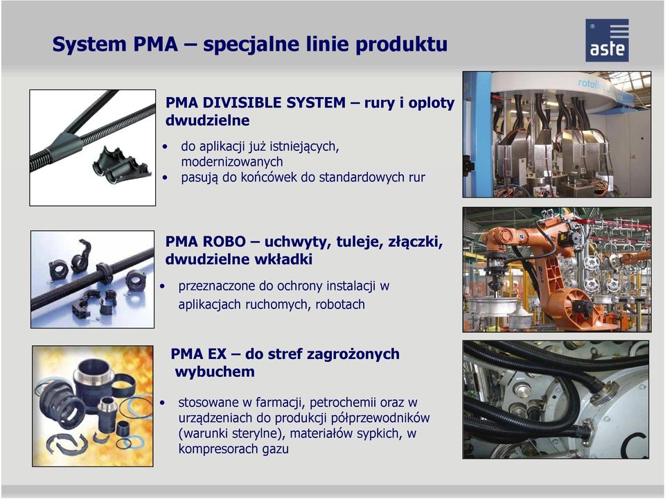 przeznaczone do ochrony instalacji w aplikacjach ruchomych, robotach PMA EX do stref zagrożonych wybuchem stosowane w