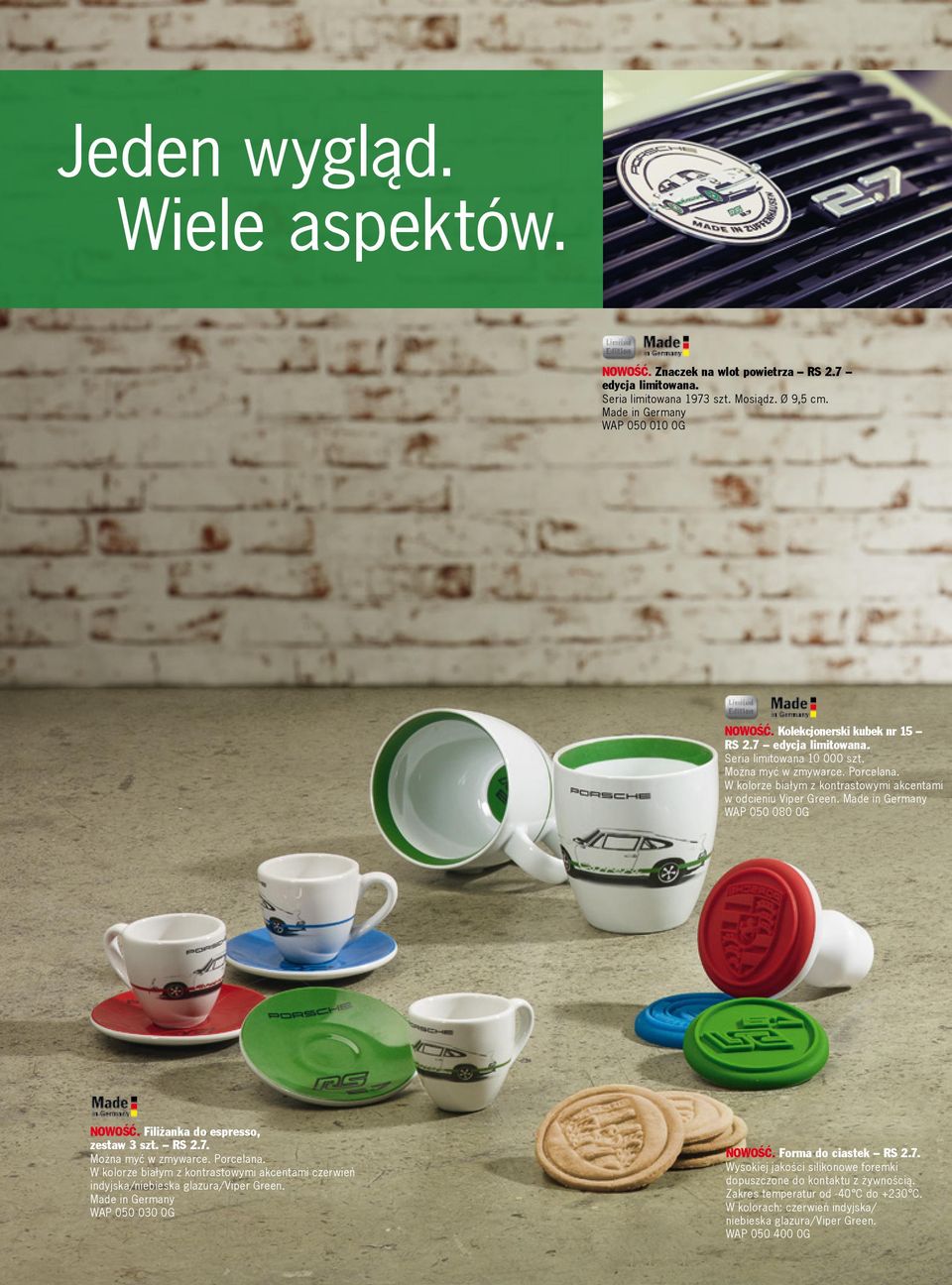 Made in Germany WAP 050 080 0G NOWOŚĆ. Filiżanka do espresso, zestaw 3 szt. RS 2.7. Można myć w zmywarce. Porcelana.