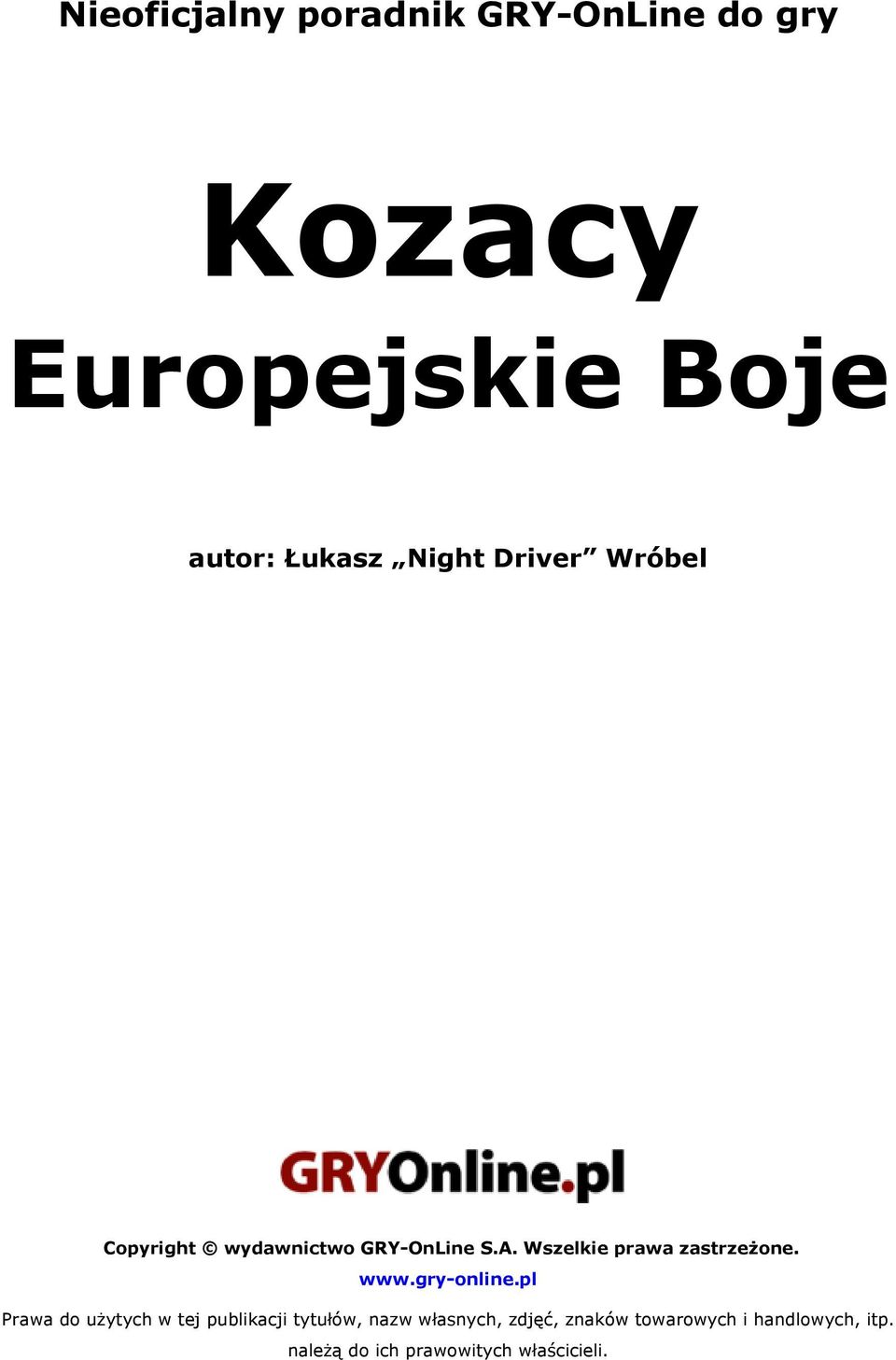 Wszelkie prawa zastrzeżone.