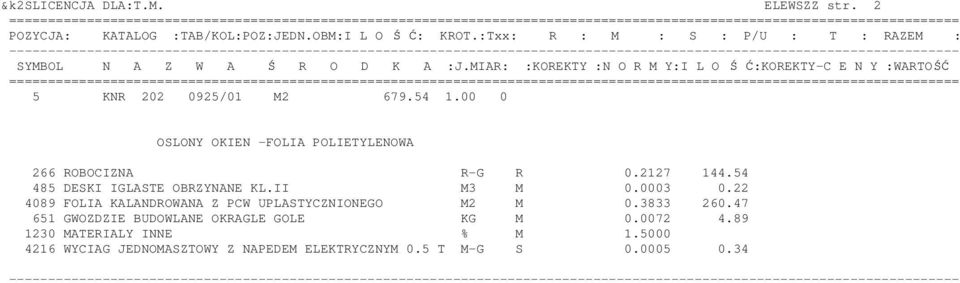 54 485 DESKI IGLASTE OBRZYNANE KL.II M3 M 0.0003 0.