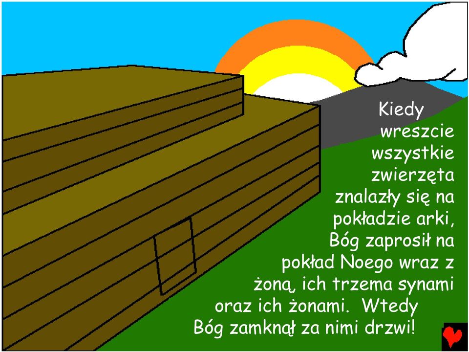 pokład Noego wraz z żoną, ich trzema synami