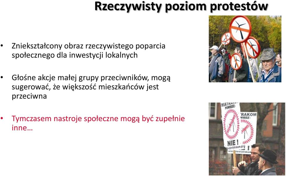 małej grupy przeciwników, mogą sugerować, że większość