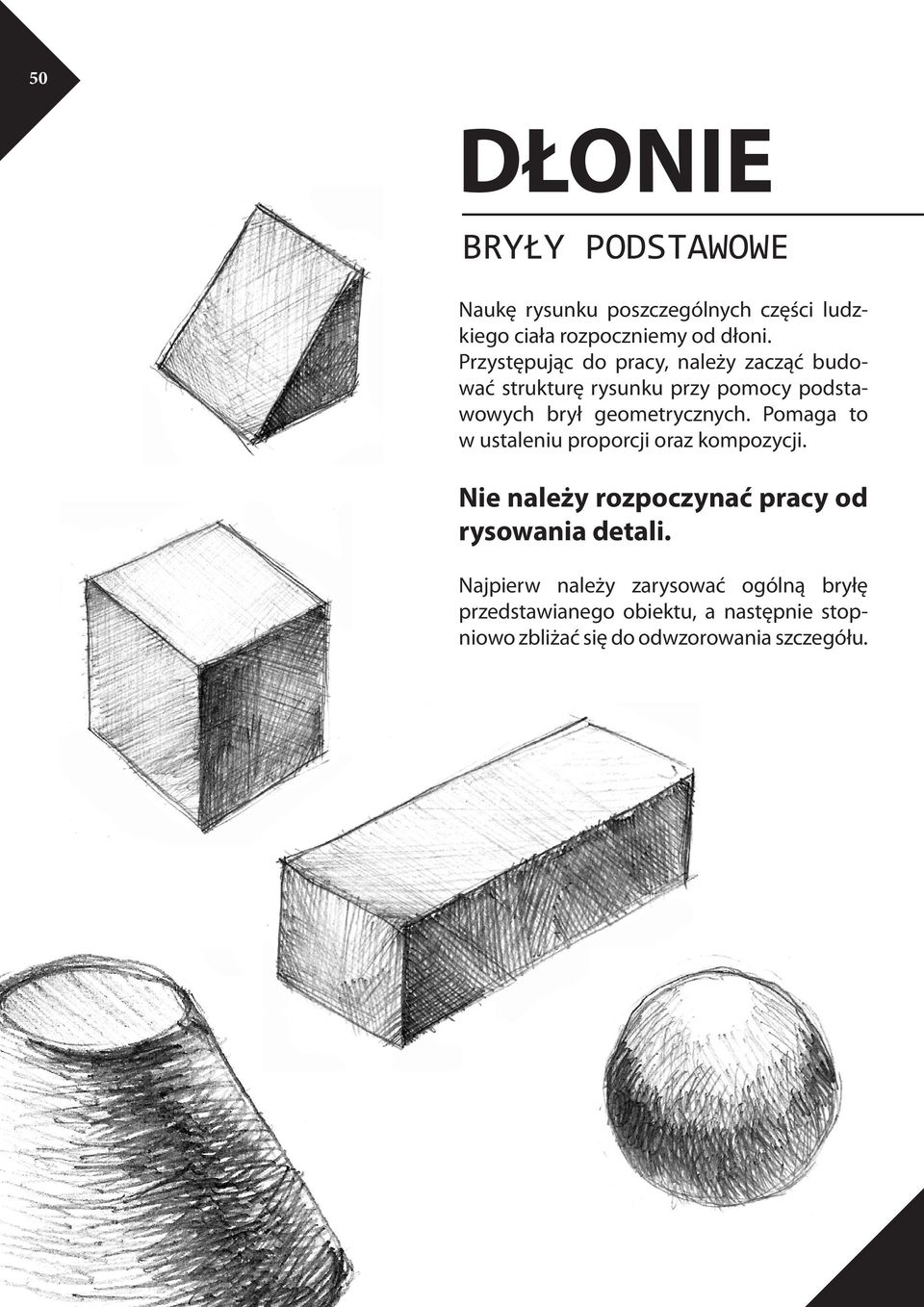 Pomaga to w ustaleniu proporcji oraz kompozycji. Nie należy rozpoczynać pracy od rysowania detali.