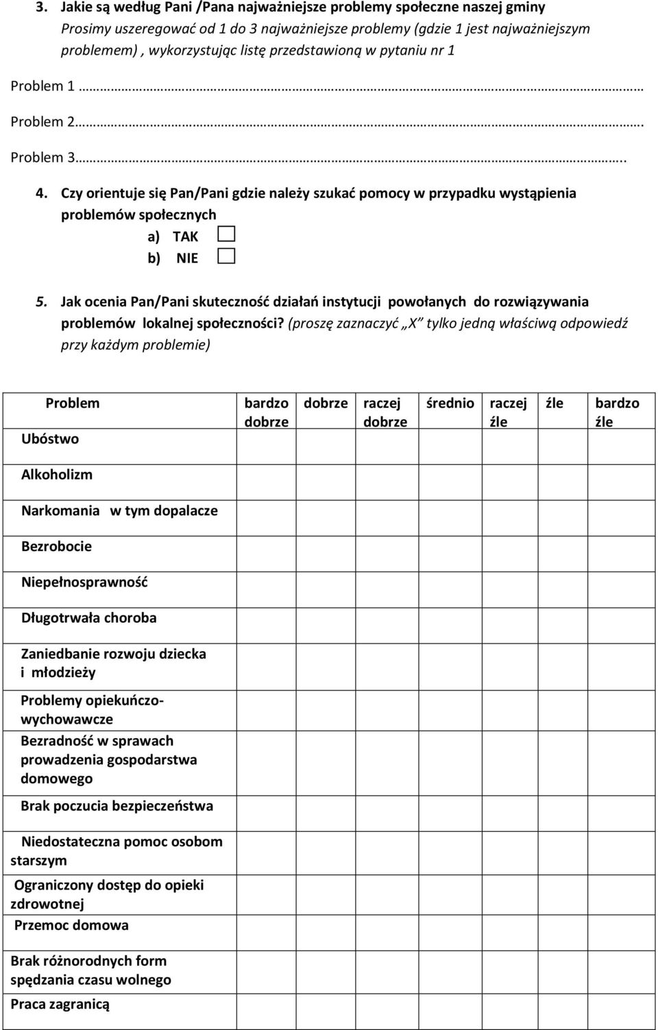 Jak ocenia Pan/Pani skuteczność działań instytucji powołanych do rozwiązywania problemów lokalnej społeczności?