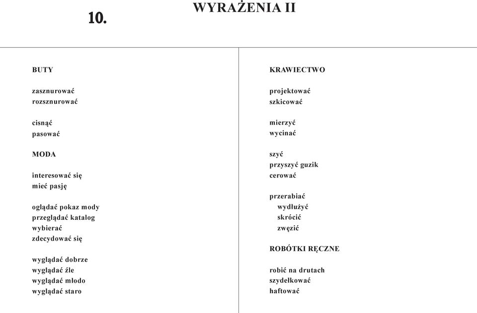 zdecydować się wyglądać dobrze wyglądać źle wyglądać młodo wyglądać staro szyć przyszyć guzik