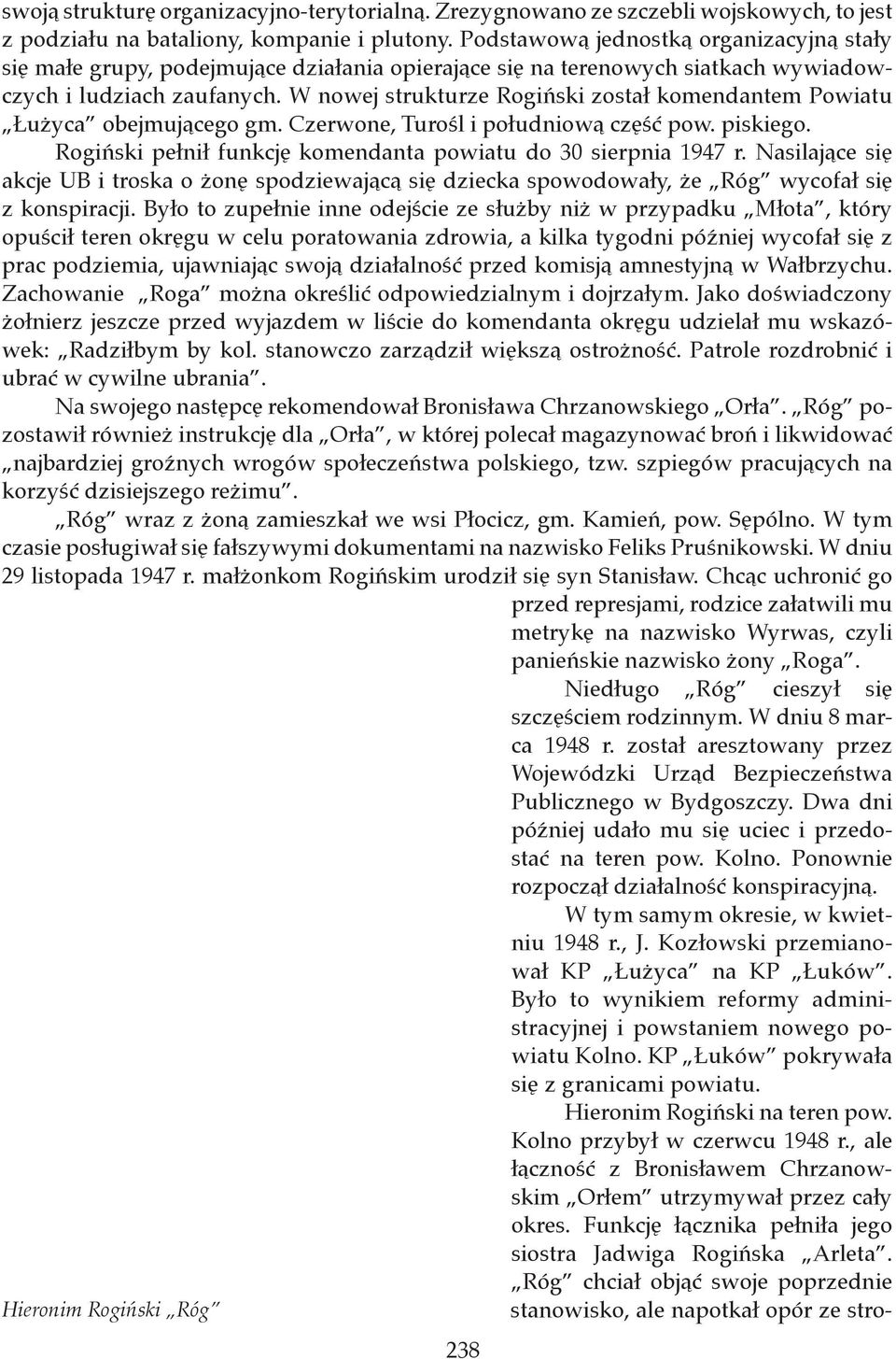 W nowej strukturze Rogiński został komendantem Powiatu Łużyca obejmującego gm. Czerwone, Turośl i południową część pow. piskiego. Rogiński pełnił funkcję komendanta powiatu do 30 sierpnia 1947 r.