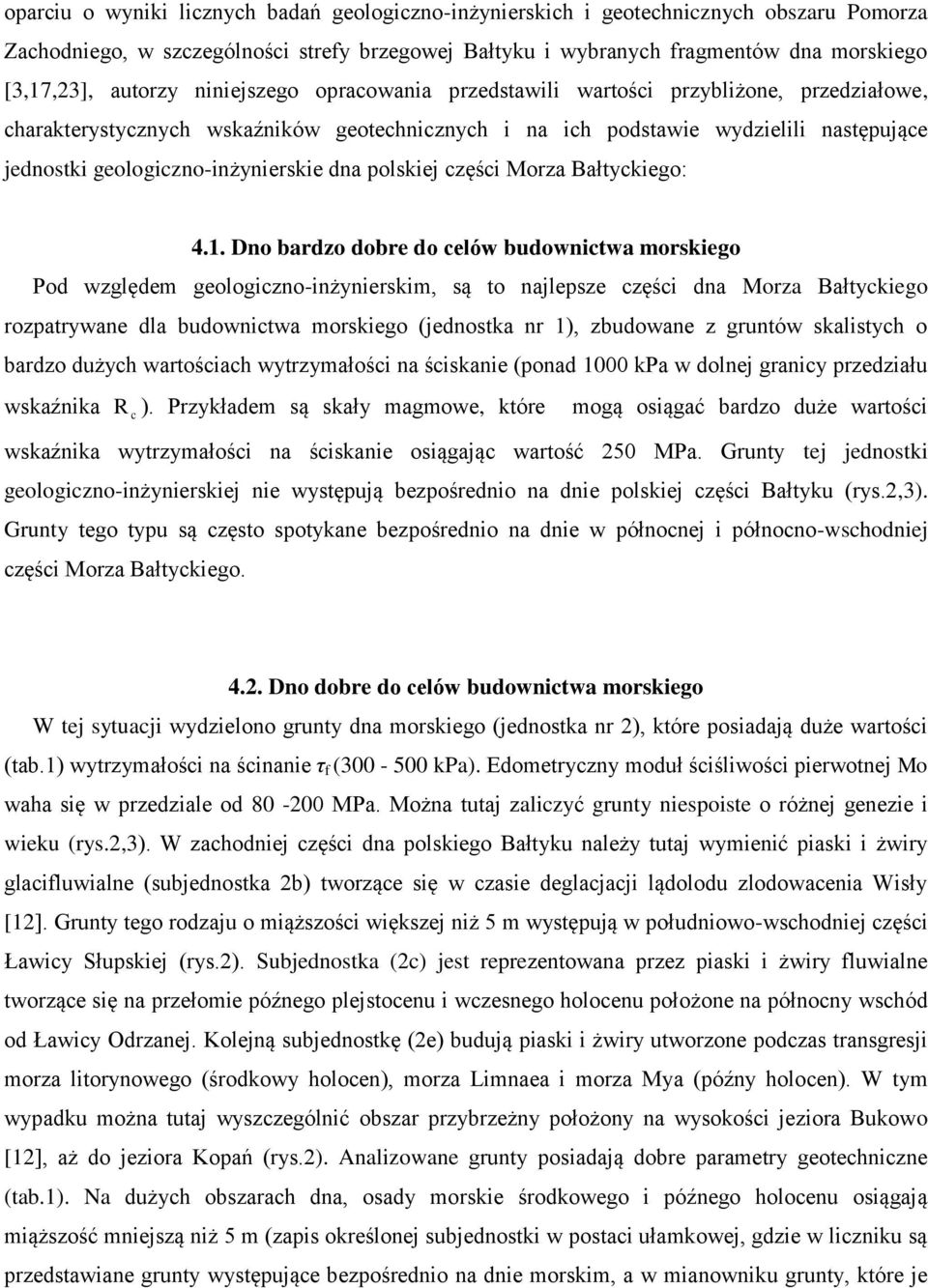 geologiczno-inżynierskie dna polskiej części Morza Bałtyckiego: 4.1.