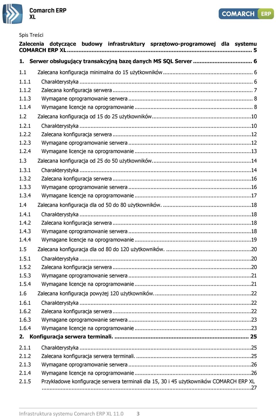 .. 8 1.2 Zalecana konfiguracja od 15 do 25 użytkowników...10 1.2.1 Charakterystyka...10 1.2.2 Zalecana konfiguracja serwera...12 1.2.3 Wymagane oprogramowanie serwera...12 1.2.4 Wymagane licencje na oprogramowanie.