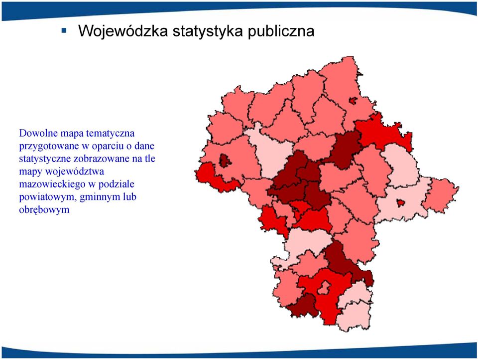 statystyczne zobrazowane na tle mapy województwa
