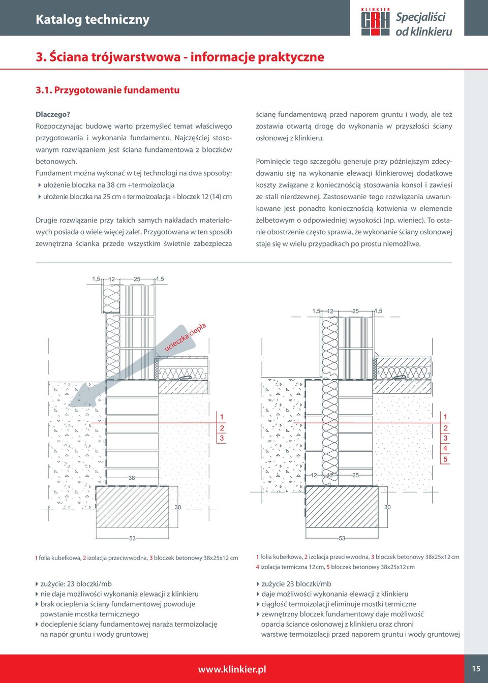 Fundament można wykonać w tej technologi na dwa sposoby: 4ułożenie bloczka na 38 cm +termoizolacja 4ułożenie bloczka na 25 cm + termoizoalacja + bloczek 12 (14) cm Drugie rozwiązanie przy takich