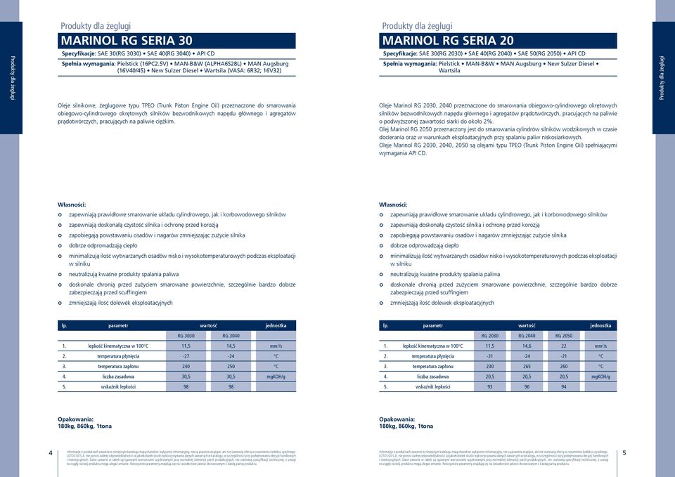 MAN-B&W MAN Augsburg New Sulzer Diesel Wartsila Oleje silnikowe, żeglugowe typu TPEO (Trunk Piston Engine Oil) przeznaczone do smarowania obiegowo-cylindrowego okrętowych silników bezwodnikowych
