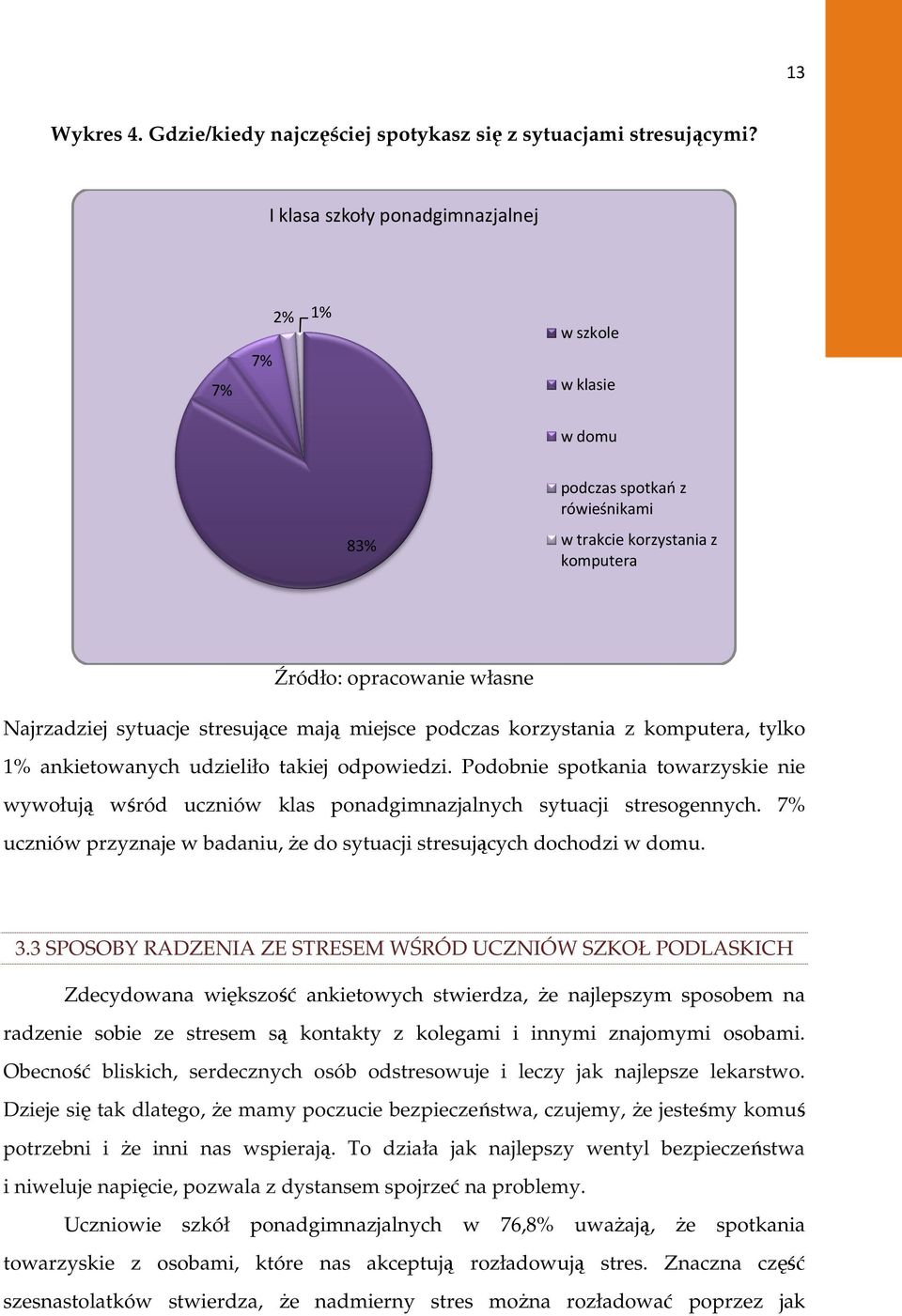 mają miejsce podczas korzystania z komputera, tylko 1% ankietowanych udzieliło takiej odpowiedzi.