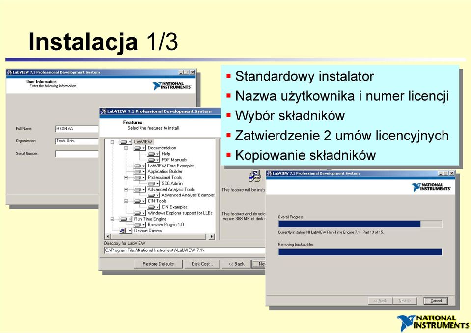 numer licencji Wybór składników