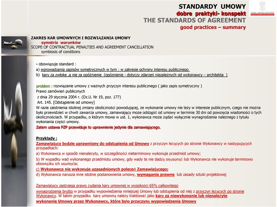 publicznego ( jako zapis symetryczny ) Prawo zamówień publicznych z dnia 29 stycznia 2004 r. (Dz.U. Nr 19, poz. 177) Art. 145.