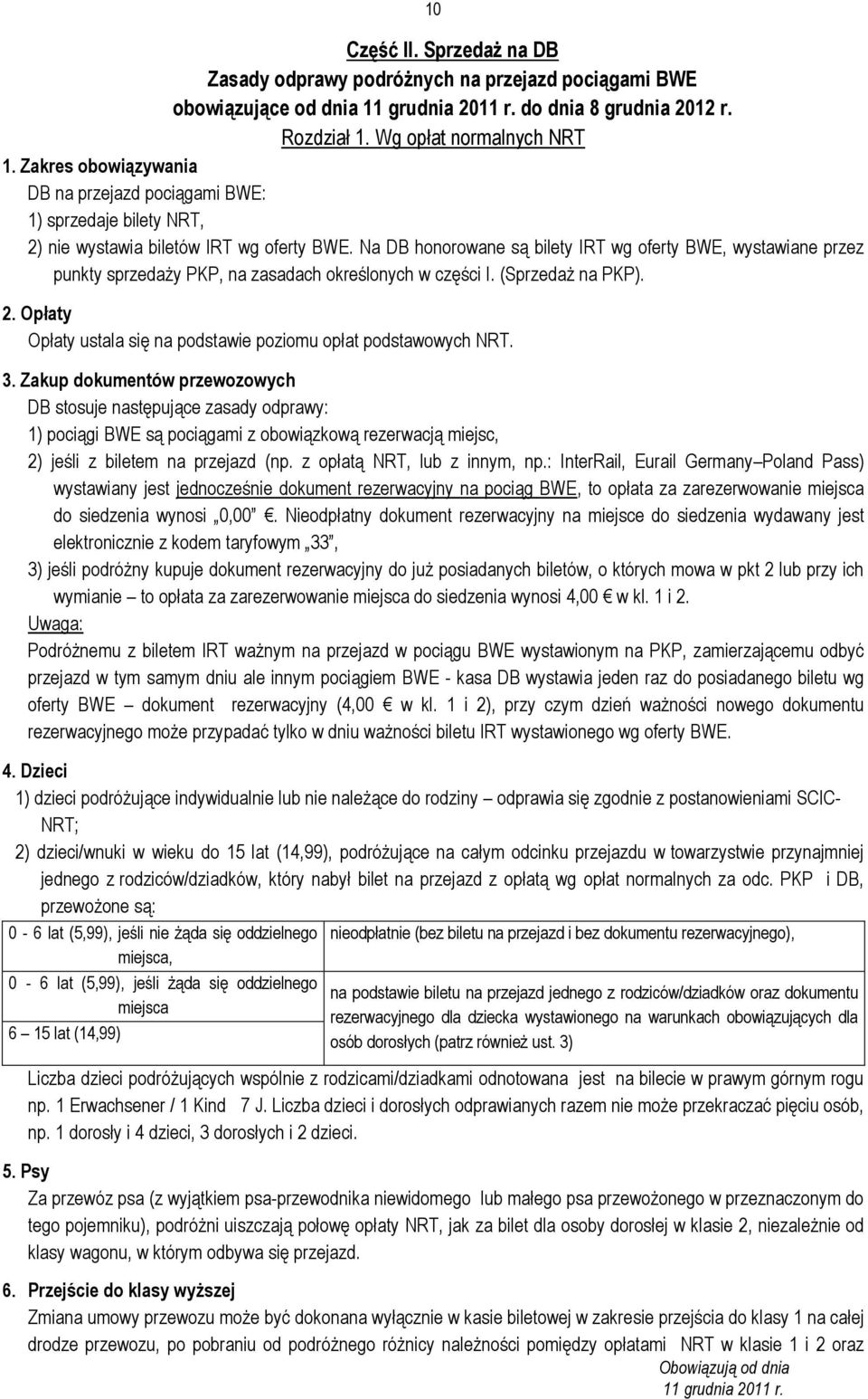 Na DB honorowane są bilety IRT wg oferty BWE, wystawiane przez punkty sprzedaży PKP, na zasadach określonych w części I. (Sprzedaż na PKP). 2.