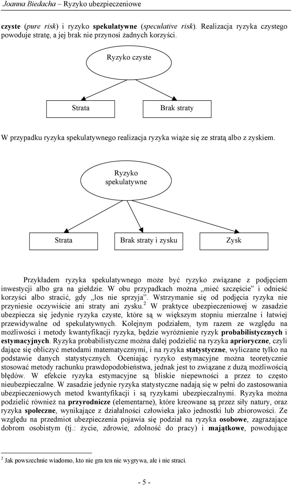 Ryzyko spekulatywne Strata Brak straty i zysku Zysk Przykładem ryzyka spekulatywnego może być ryzyko związane z podjęciem inwestycji albo gra na giełdzie.